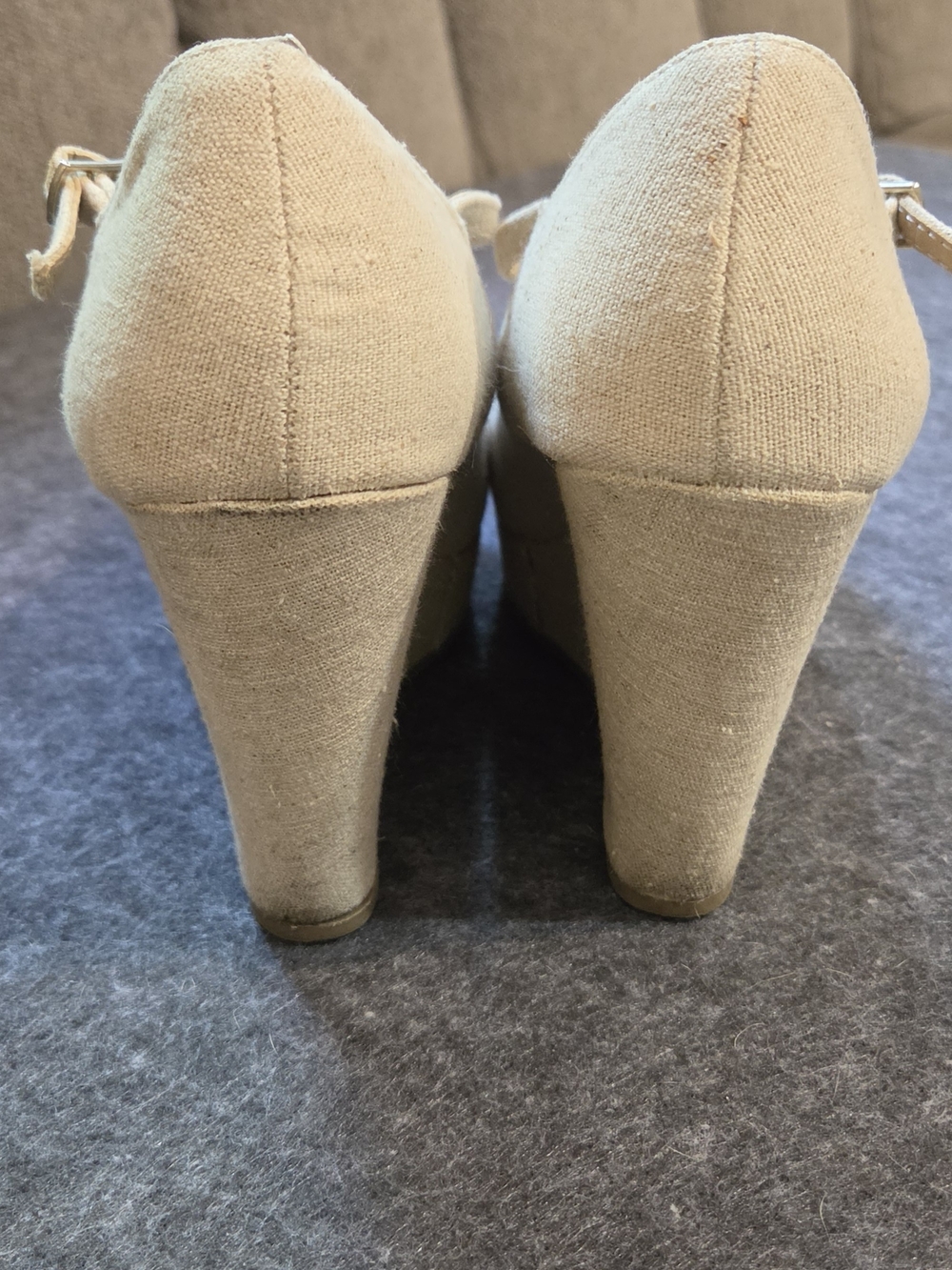Soda Cream T-Strap Platform Wedge Heels - Picture 5 of 10